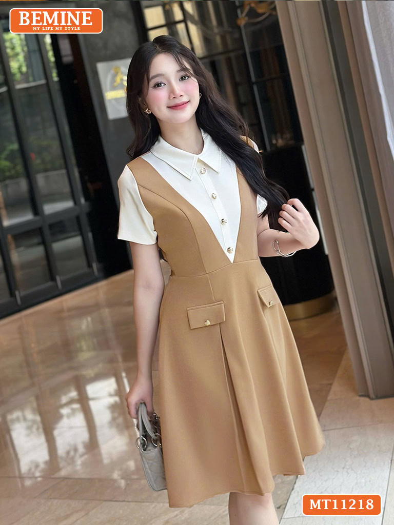 Đầm thiết kế BEMINE cổ đức giả yếm MT11218