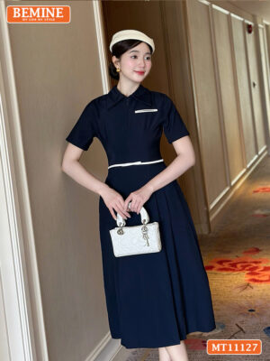 Đầm thiết kế BEMINE cổ đức khóa kéo trước MT11127