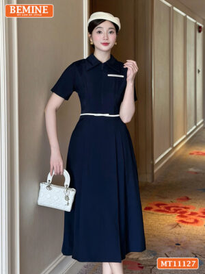Đầm thiết kế BEMINE cổ đức khóa kéo trước MT11127
