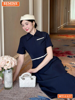 Đầm thiết kế BEMINE cổ đức khóa kéo trước MT11127