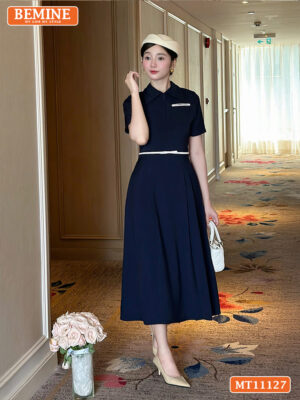 Đầm thiết kế BEMINE cổ đức khóa kéo trước MT11127