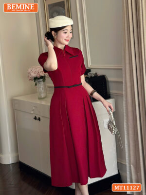 Đầm thiết kế BEMINE cổ đức khóa kéo trước MT11127
