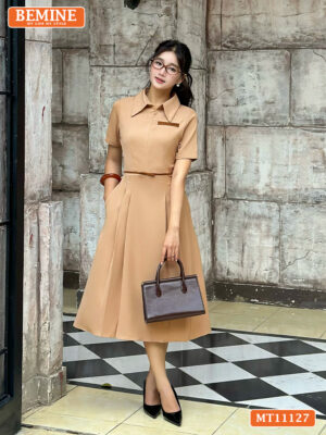 Đầm thiết kế BEMINE cổ đức khóa kéo trước MT11127