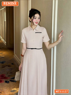 Đầm thiết kế BEMINE cổ đức khóa kéo trước MT11127