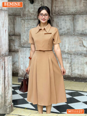 Đầm thiết kế BEMINE cổ đức khóa kéo trước MT11127