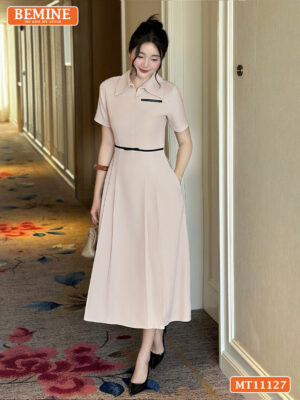 Đầm thiết kế BEMINE cổ đức khóa kéo trước MT11127