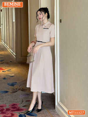 Đầm thiết kế BEMINE cổ đức khóa kéo trước MT11127