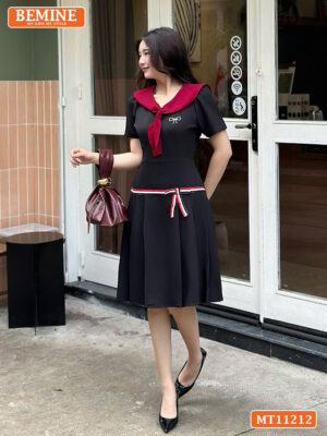 Đầm thiết kế BEMINE cổ phối cavat MT11212