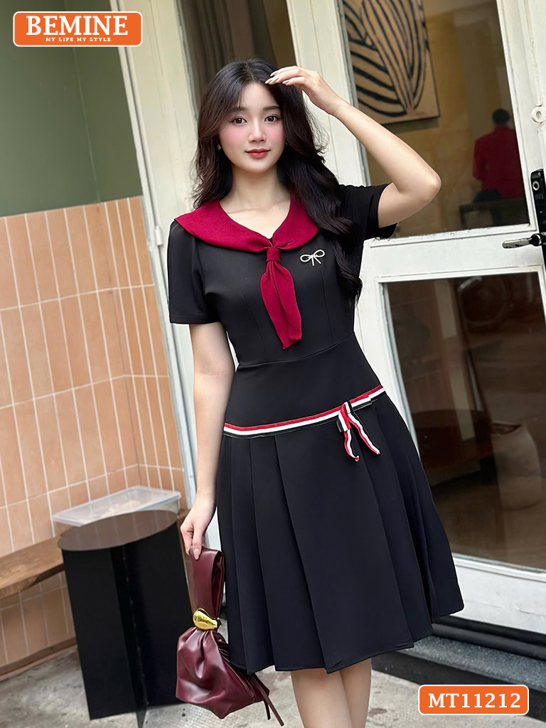 Đầm thiết kế BEMINE cổ phối cavat MT11212
