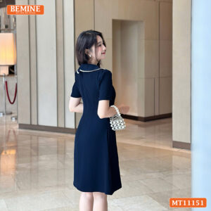 Đầm thiết kế BEMINE cổ phối nơ ren MT11151