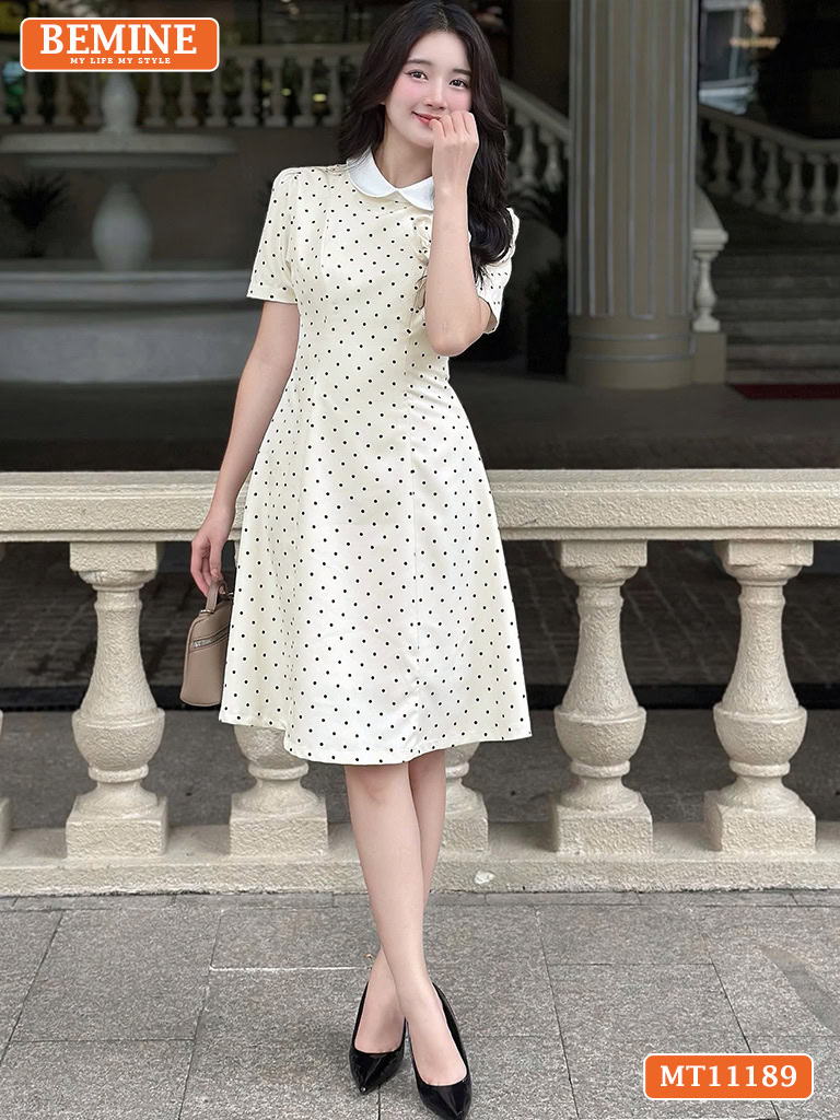 Đầm thiết kế BEMINE cổ sen ngực đính hoa MT11189