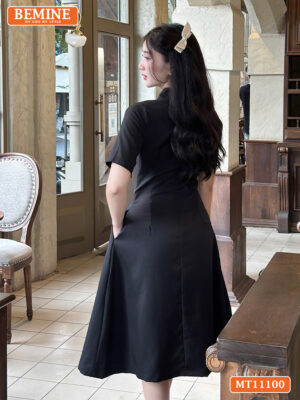 Đầm thiết kế BEMINE cổ sơ mi có cúc MT11100