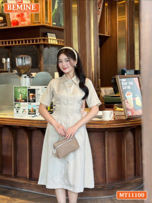 Đầm thiết kế BEMINE cổ sơ mi có cúc MT11100