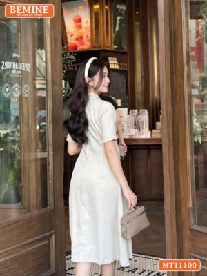 Đầm thiết kế BEMINE cổ sơ mi có cúc MT11100