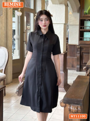 Đầm thiết kế BEMINE cổ sơ mi có cúc MT11100