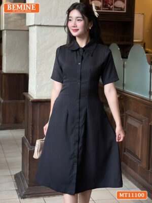Đầm thiết kế BEMINE cổ sơ mi có cúc MT11100