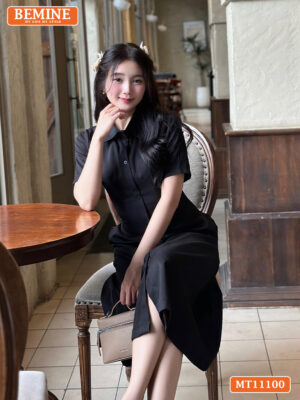 Đầm thiết kế BEMINE cổ sơ mi có cúc MT11100