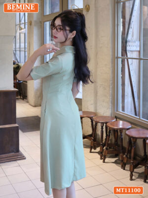 Đầm thiết kế BEMINE cổ sơ mi có cúc MT11100