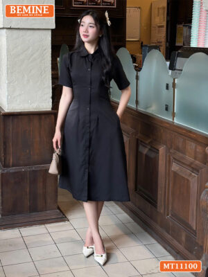 Đầm thiết kế BEMINE cổ sơ mi có cúc MT11100