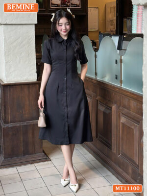 Đầm thiết kế BEMINE cổ sơ mi có cúc MT11100