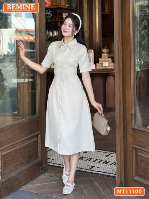 Đầm thiết kế BEMINE cổ sơ mi có cúc MT11100