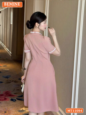 Đầm thiết kế BEMINE cổ tròn có dây nơ phối MT11094