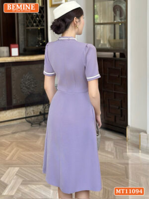Đầm thiết kế BEMINE cổ tròn có dây nơ phối MT11094