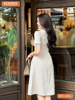 Đầm thiết kế BEMINE cổ tròn có dây nơ phối MT11094