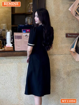 Đầm thiết kế BEMINE cổ tròn có dây nơ phối MT11094