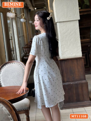 Đầm thiết kế BEMINE cổ tròn nơ dáng chữ A MT11168