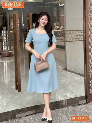 Đầm thiết kế BEMINE cổ vuông dáng chữ A MT11200