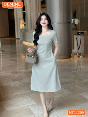 Đầm thiết kế BEMINE cổ vuông dáng chữ A MT11200