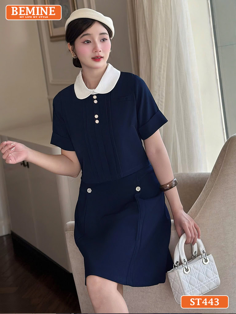 Set thiet ke BEMINE ao co sen chan vay chu A ST443 5