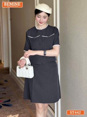 Set thiết kế BEMINE áo cổ tròn chân váy ST442