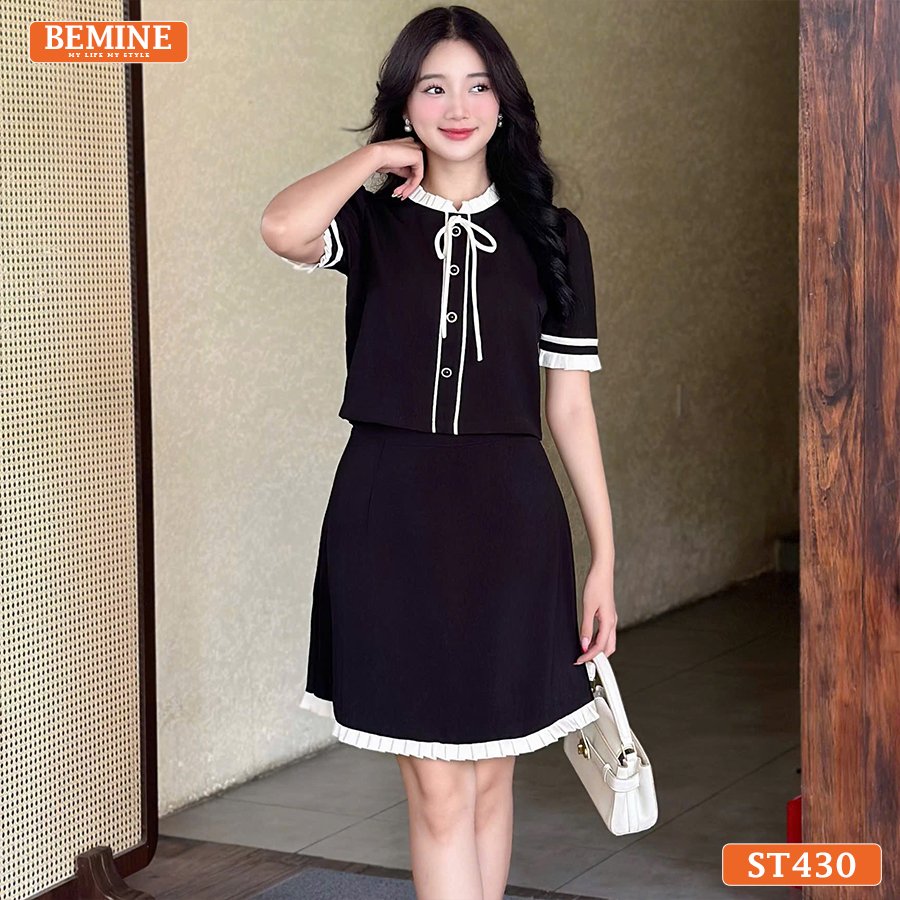 Set thiết kế BEMINE áo kết cúc chân váy ngắn ST430