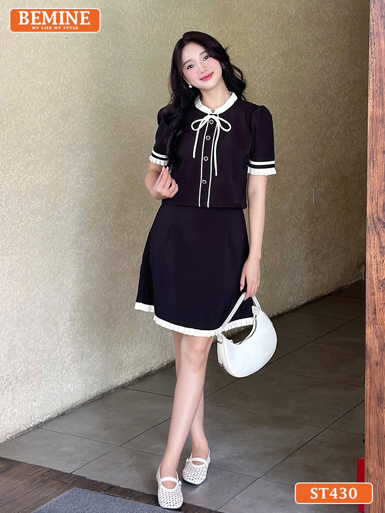 Set thiết kế BEMINE áo kết cúc chân váy ngắn ST430