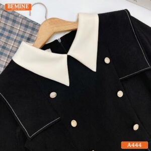 Áo kiểu BEMINE cổ V đính cúc dáng peplum A444