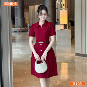 Chi tiết khóa kéo trang trí phía trước của chiếc đầm thiết kế BEMINE mã B103