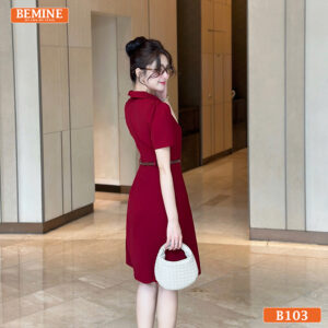 Đầm BEMINE B103, kiểu dáng cổ đức, khóa kéo chạy dọc thân trước, phù hợp đi làm hàng ngày