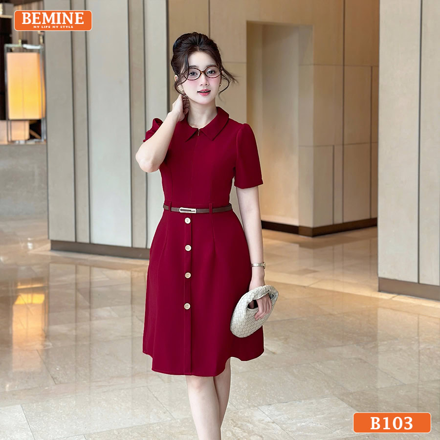 Đầm thiết kế BEMINE cổ đức khóa kéo trước B103 dáng chữ A phù hợp đi làm Chiếc đầm thiết kế BEMINE cổ đức khóa kéo trước B103 dáng chữ A
