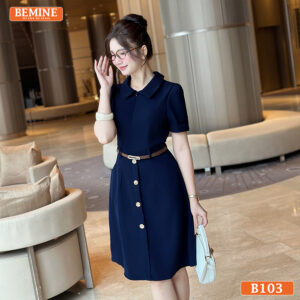 Đầm BEMINE B103 Cổ Đức Khóa Trước Dáng A – Thanh Lịch Công Sở