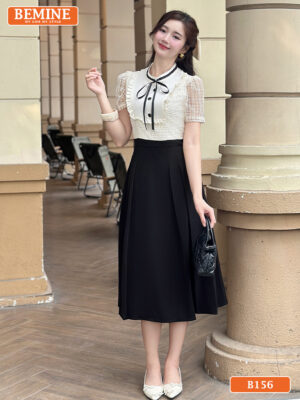 Đầm Thiết Kế BEMINE Cổ Tròn Viền Bèo Dáng Chữ A B156 hình ảnh