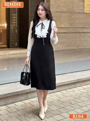 Đầm thiết kế BEMINE cổ chữ V phối bèo tay B164 hình ảnh