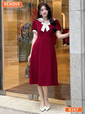 Đầm thiết kế BEMINE B167 màu xanh biển, kiểu dáng thủy thủ đáng yêu, lý tưởng cho các buổi đi chơi