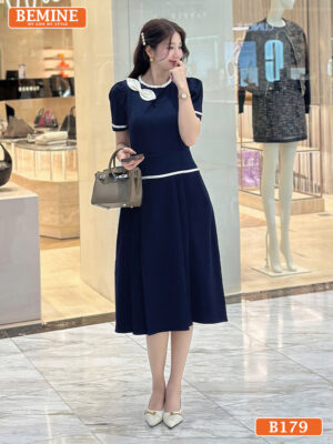 Đầm thiết kế BEMINE Dáng Chữ A Công Sở Cổ Tròn B179 hình ảnh