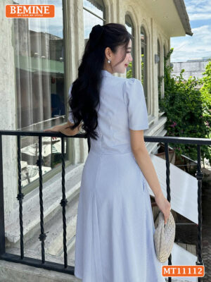 Đầm thiết kế BEMINE cổ cavat tùng xếp ly MT11112