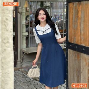 Đầm thiết kế BEMINE cổ giả yếm dáng chữ A MT10803