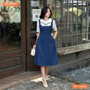 Đầm thiết kế BEMINE cổ giả yếm dáng chữ A MT10803