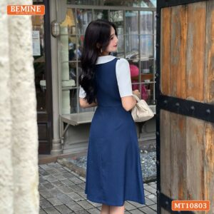 Đầm thiết kế BEMINE cổ giả yếm dáng chữ A MT10803