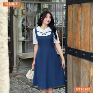 Đầm thiết kế BEMINE cổ giả yếm dáng chữ A MT10803